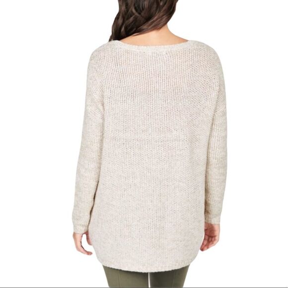 𝅺JUST Fab Marled Oatmeal Fringed V Neck Sweater Size S - Picture 3 of 8